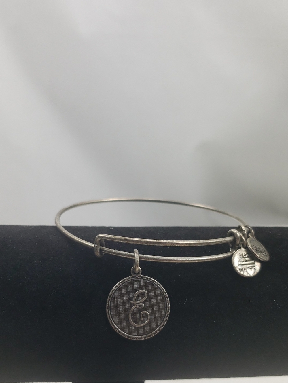 Alex and Ani E Initial Bracelet in Silver Tone